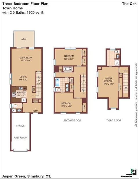 Floor plan for 3 beds, 2.5 baths, 1916 sqft